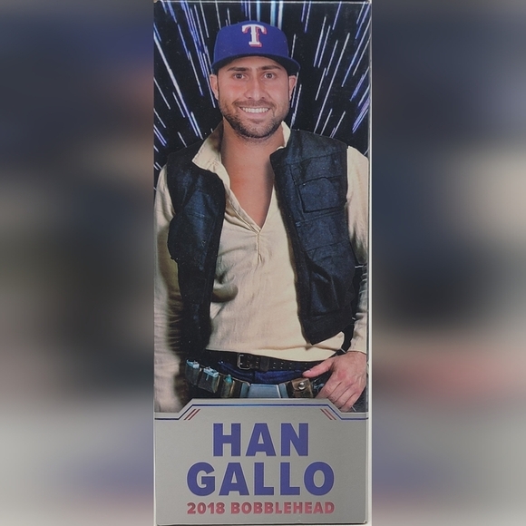 Joey Gallo Texas Rangers Han Gallo Star Wars SGA Bobblehead 2018 NIB LA Dodgers - Picture 1 of 12